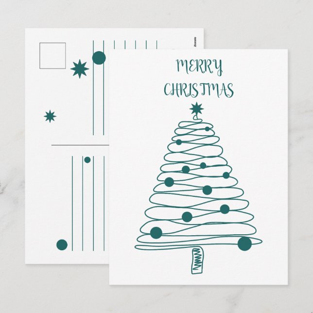 Cartes Pour Fêtes Annuelles Arbre de Noël minimaliste étoile Joyeux Noël Fêtes (Devant / Derrière)