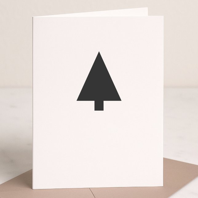 Cartes Pour Fêtes Annuelles Arbre de Noël minimaliste | Noir et blanc simple (Personalize your folded Christmas card for minimal Scandi-inspired charm)