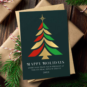 Cartes Pour Fêtes Annuelles Arbre de Noël minimaliste Salutation d'entreprise