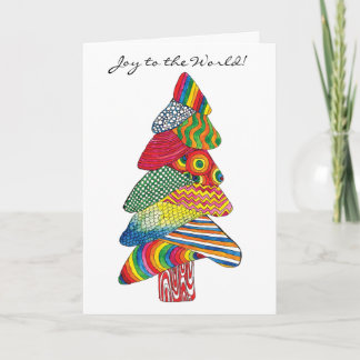Cartes Pour Fêtes Annuelles Arbre de Noël Moderne Coloré Peinture Joie dans le