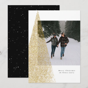 Cartes Pour Fêtes Annuelles Arbre de Noël moderne en faux or noir et blanc pho