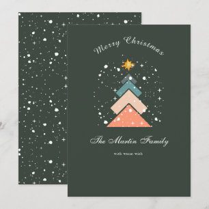 Cartes Pour Fêtes Annuelles Arbre de Noël moderne et tendance à la neige