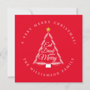 Cartes Pour Fêtes Annuelles Arbre de Noël moderne Manger Boire Soyez Joyeux