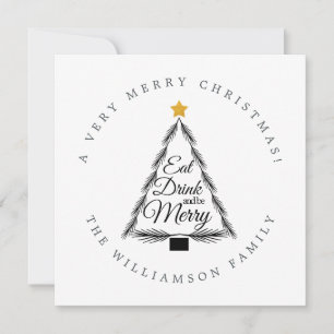 Cartes Pour Fêtes Annuelles Arbre de Noël moderne Manger Boire Soyez Joyeux