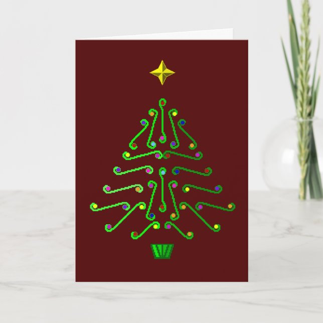 Cartes Pour Fêtes Annuelles Arbre de Noël moderne peu commun d'art de pixel (Devant)