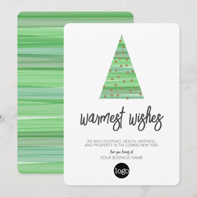 Cartes Pour Fêtes Annuelles Arbre de Noël moderne - script d'aquarelle Affaire (Devant / Derrière)