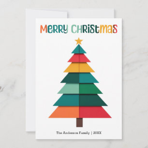 Cartes Pour Fêtes Annuelles Arbre de Noël Multicolore Moderne Rustique Festif