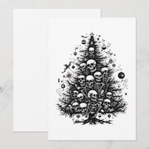 Cartes Pour Fêtes Annuelles Arbre de Noël noir Crânes et os