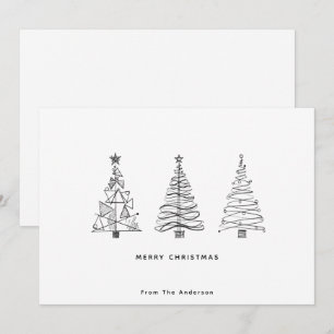 Cartes Pour Fêtes Annuelles Arbre de Noël noir et blanc minimaliste moderne