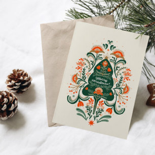 Cartes Pour Fêtes Annuelles Arbre de Noël nordique avec ornements scandinaves