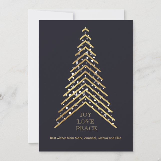 Cartes Pour Fêtes Annuelles Arbre de Noël Or moderne (Devant)