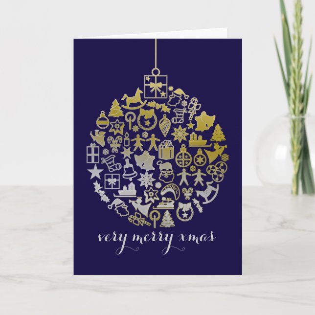 Cartes Pour Fêtes Annuelles Arbre de Noël Ornement boule + vos idées (Devant)
