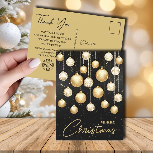 Cartes Pour Fêtes Annuelles Arbre de Noël Ornements Salutation d'entreprise (Christmas tree ornaments business greeting holiday postcards with your logo)