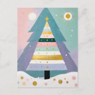Cartes Pour Fêtes Annuelles Arbre de Noël Pastel Céleste