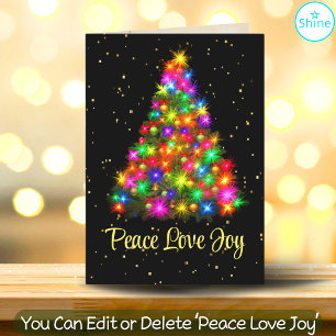 Cartes Pour Fêtes Annuelles Arbre de Noël Peace Love Joy Script Coloré