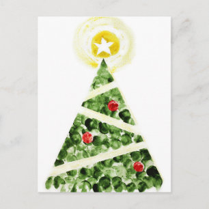 Cartes Pour Fêtes Annuelles Arbre de Noël peint de doigts