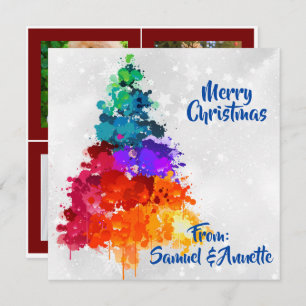 Cartes Pour Fêtes Annuelles Arbre de Noël, Peinture à éclaboussures, Apparteme