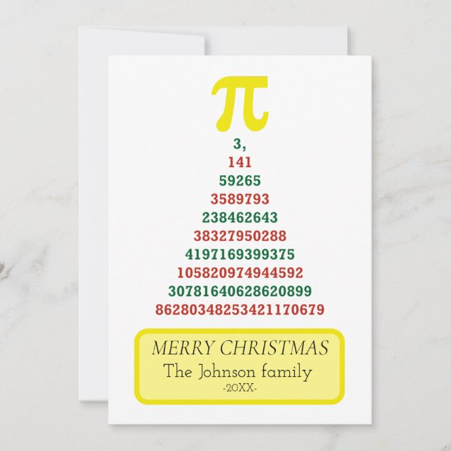 Cartes Pour Fêtes Annuelles Arbre de Noël Pi (Devant)
