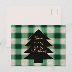 Cartes Pour Fêtes Annuelles Arbre de Noël Plaid à la crème verte