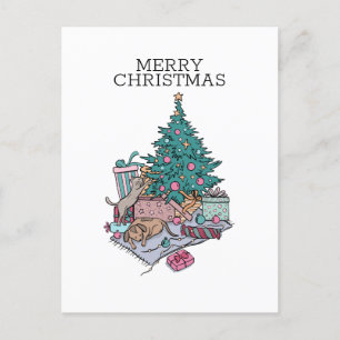 Cartes Pour Fêtes Annuelles Arbre De Noël Pour Chat Et Chiot Simple Minimalist