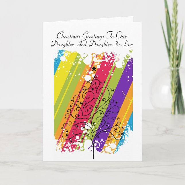 Cartes Pour Fêtes Annuelles Arbre de Noël Rainbow (Devant)