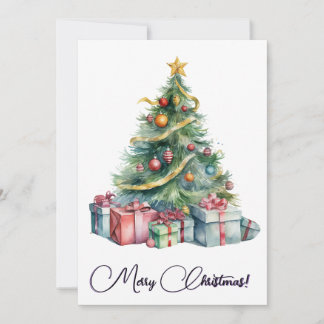 Cartes Pour Fêtes Annuelles Arbre de Noël Rainbow Watercolor