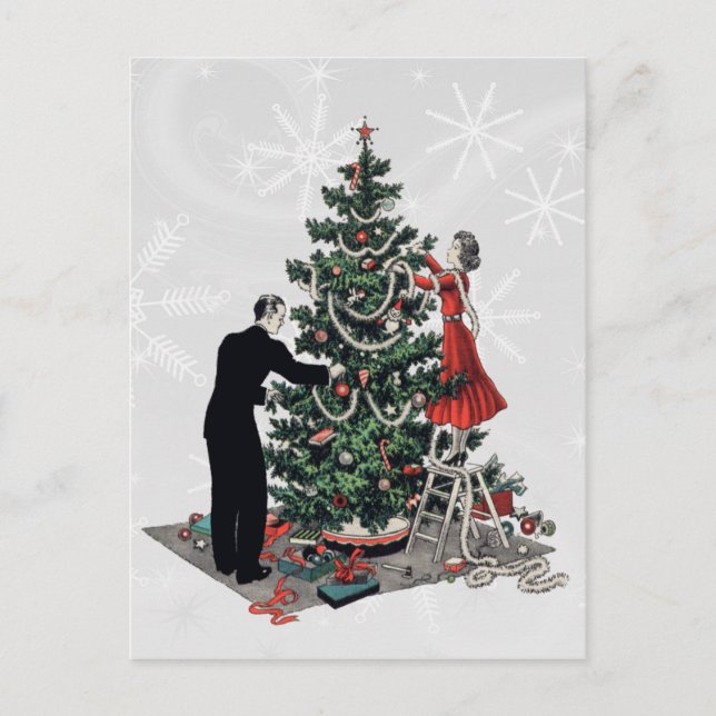 Cartes Pour Fêtes Annuelles Arbre de Noël rétro (Devant)