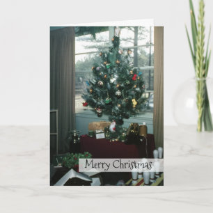 Cartes Pour Fêtes Annuelles Arbre de Noël Retro avec Tinsel et Cadeaux