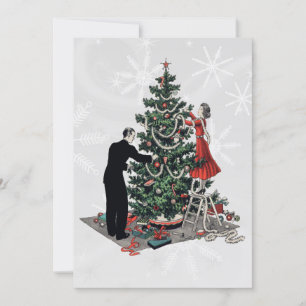Cartes Pour Fêtes Annuelles Arbre de Noël rétro des années 1940
