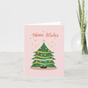 Cartes Pour Fêtes Annuelles Arbre de Noël Rétro Rose Pastel Vœux Chaleureux