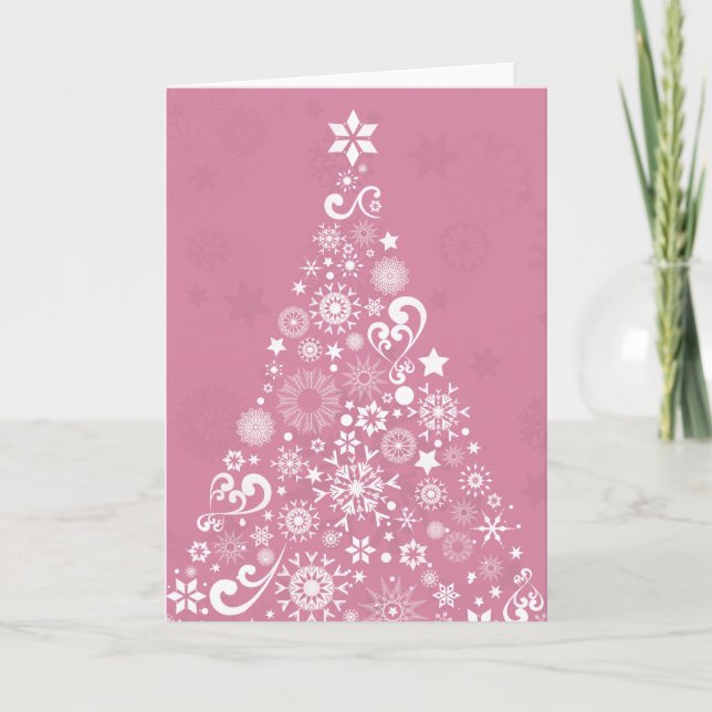Cartes Pour Fêtes Annuelles arbre de Noël rose (Devant)