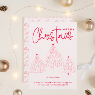 Cartes Pour Fêtes Annuelles Arbre de Noël rose élégant