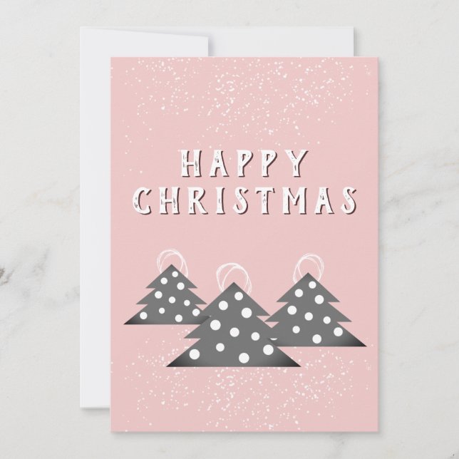 Cartes Pour Fêtes Annuelles Arbre de Noël rose moderne (Devant)