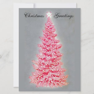 Cartes Pour Fêtes Annuelles Arbre de Noël rose vintage 