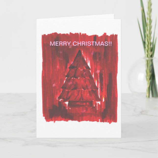 Cartes Pour Fêtes Annuelles Arbre de Noël rouge (Devant)