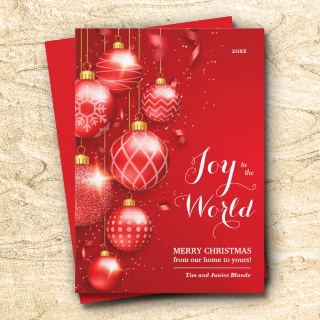 Cartes Pour Fêtes Annuelles Arbre de Noël Rouge Joie au monde (Créateur téléchargé)