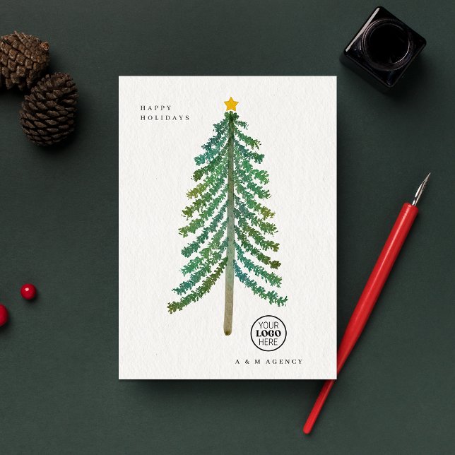Cartes Pour Fêtes Annuelles Arbre de Noël scandinave Équipe d'entreprise moder (Front)