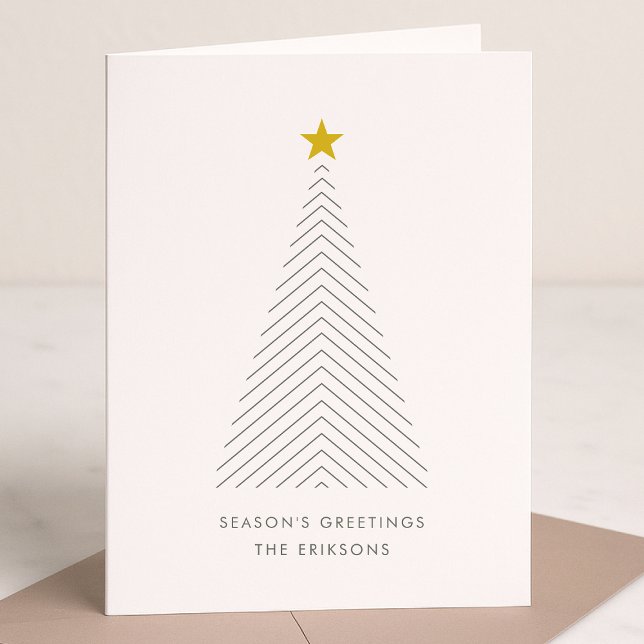 Cartes Pour Fêtes Annuelles Arbre de Noël scandinave | Minimaliste Gold Star (Mark the most wonderful season with a simple modern non-photo holiday card)