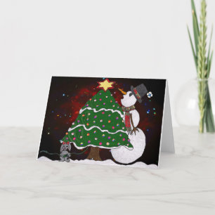Cartes Pour Fêtes Annuelles Arbre de Noël Snowman Surprise Art Imprimer