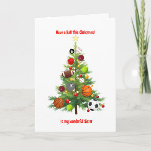 Cartes Pour Fêtes Annuelles Arbre De Noël Soeur Décoré De Boules