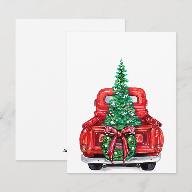 Cartes Pour Fêtes Annuelles arbre de noël sur camion (Devant / Derrière)