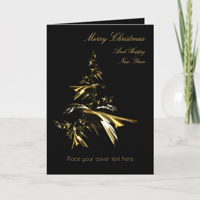 Cartes Pour Fêtes Annuelles Arbre de Noël sur Noir 001 (Devant)