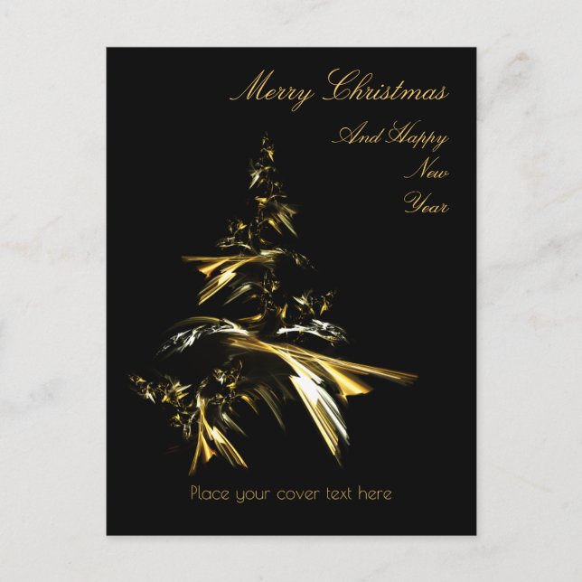 Cartes Pour Fêtes Annuelles Arbre de Noël sur Noir 001 (Devant)