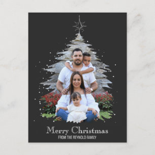 Cartes Pour Fêtes Annuelles Arbre de Noël tendance silhouette photo grise