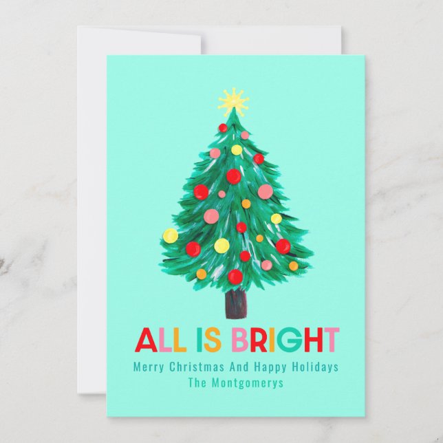 Cartes Pour Fêtes Annuelles Arbre de Noël "Tout est lumineux" Personnalisé (Devant)