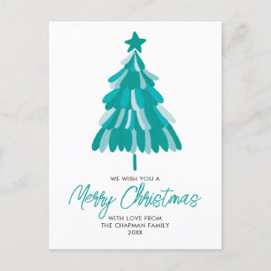 Cartes Pour Fêtes Annuelles Arbre de Noël Turquoise hiver vert
