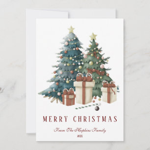 Cartes Pour Fêtes Annuelles Arbre de Noël vert et Brown