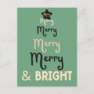 Cartes Pour Fêtes Annuelles Arbre de Noël vert Retro Navy Joyeux et lumineux