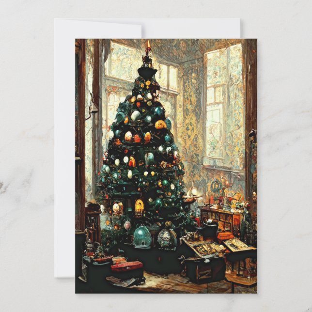 Cartes Pour Fêtes Annuelles Arbre de Noël victorien à l'ancienne (Devant)
