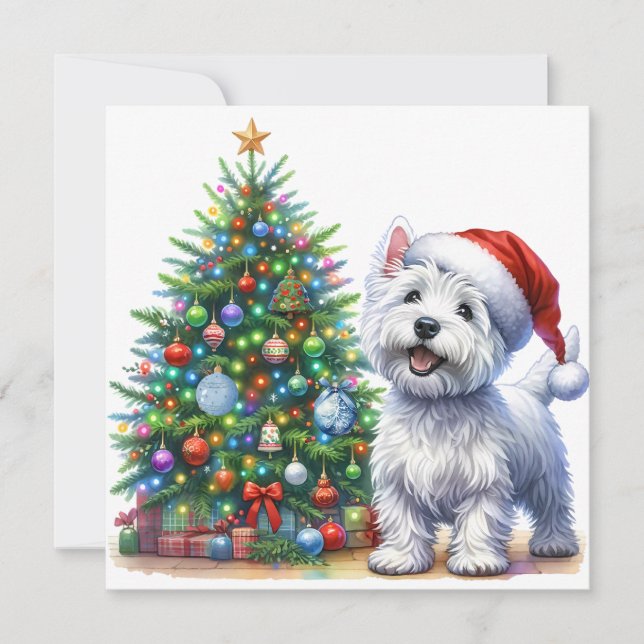 Cartes Pour Fêtes Annuelles Arbre de Noël Westie (Devant)